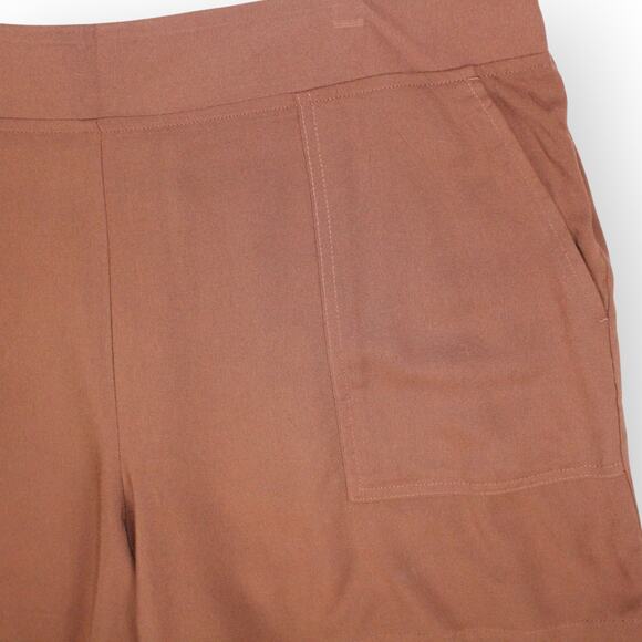 NEW XL Wildfox Rayon Shorts Brown PatchPocket Elastic PullOn 5"Inseam - Picture 5 of 10